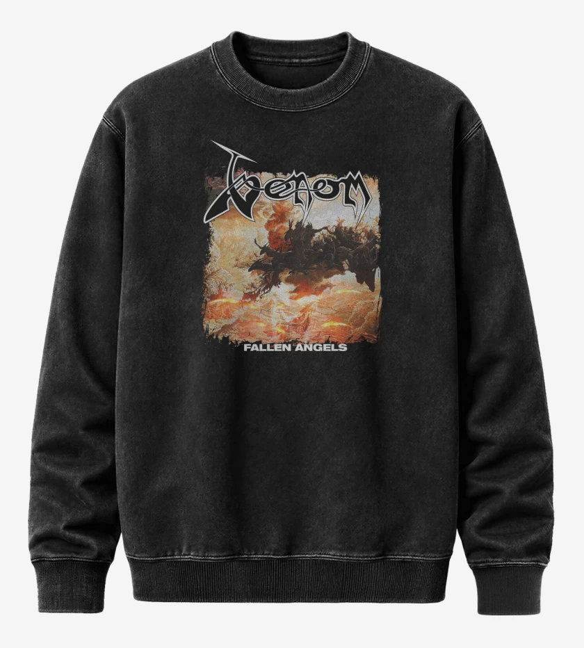 Poleron Polo Acid Wash Negro de Venom Fallen Angels