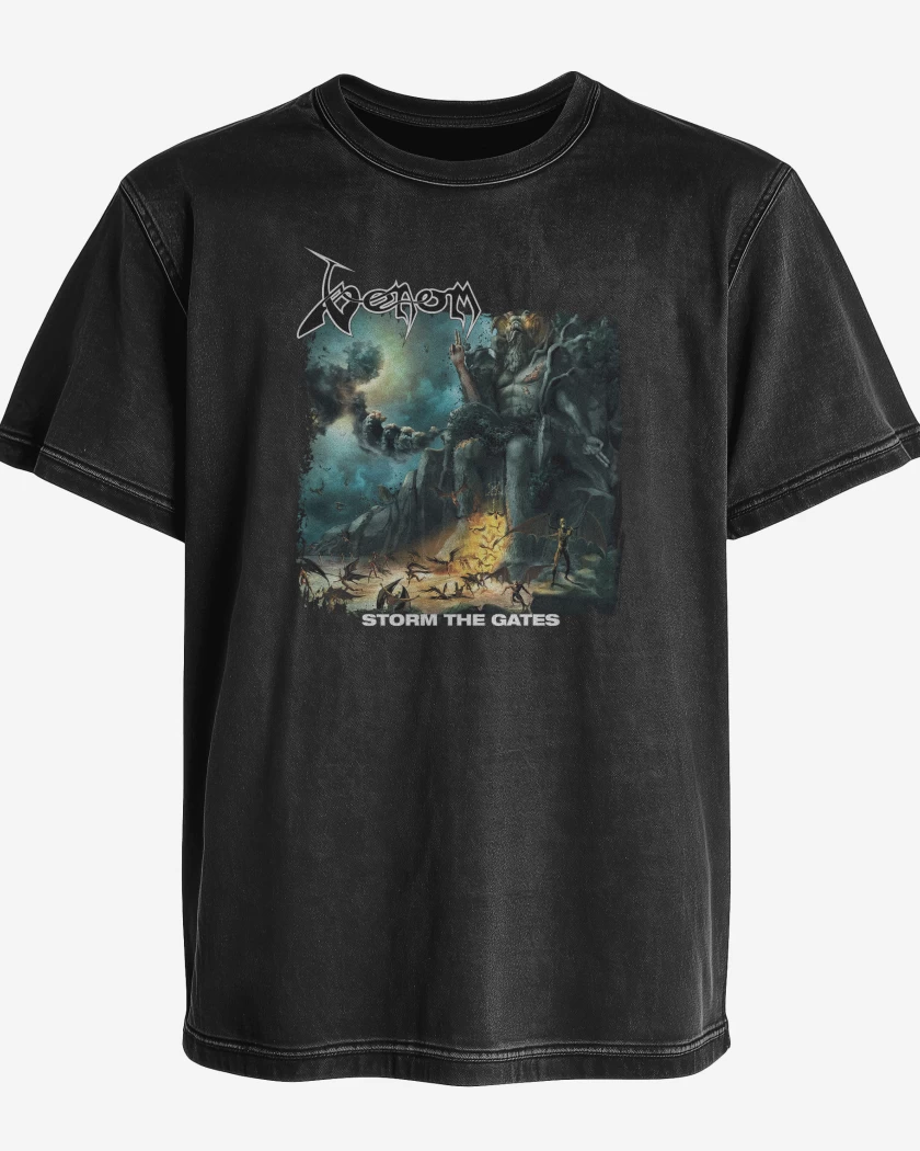 Polera desgastada Negro de Venom Storm the Gates