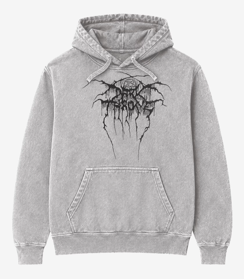 Poleron Canguro Acid Wash Gris Melange de Darkthrone Logo N