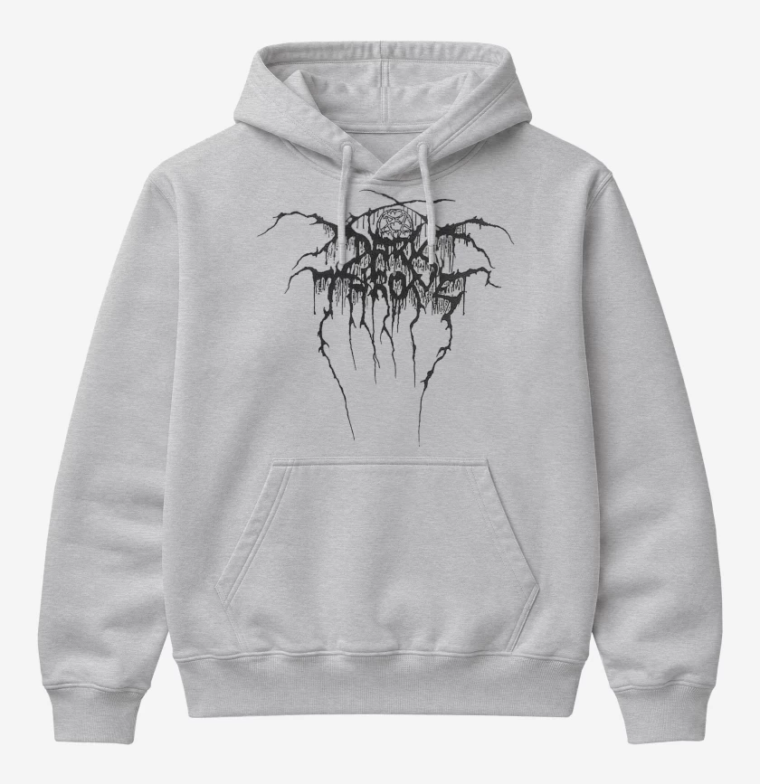 Poleron Canguro básico Gris Melange de Darkthrone Logo N