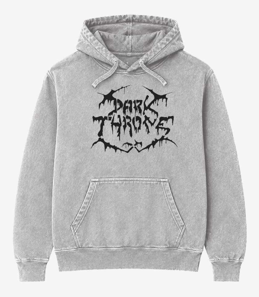 Poleron Canguro Acid Wash Gris Melange de Darkthrone Old Logo