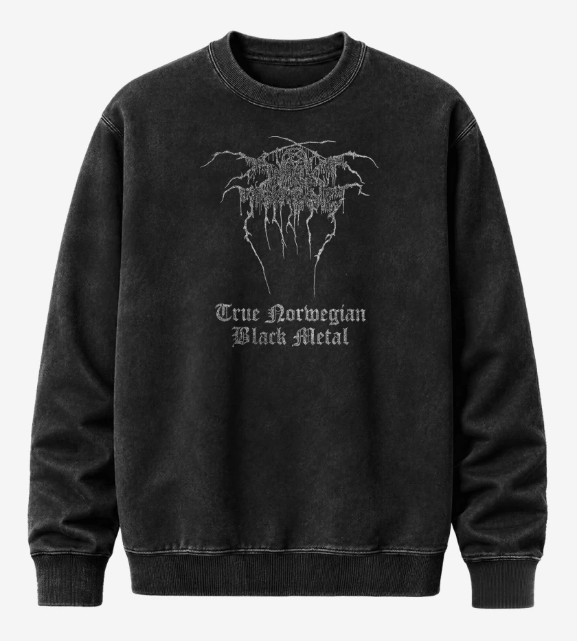 Poleron Polo Acid Wash Negro de Darkthrone True Noewegian Black Metal