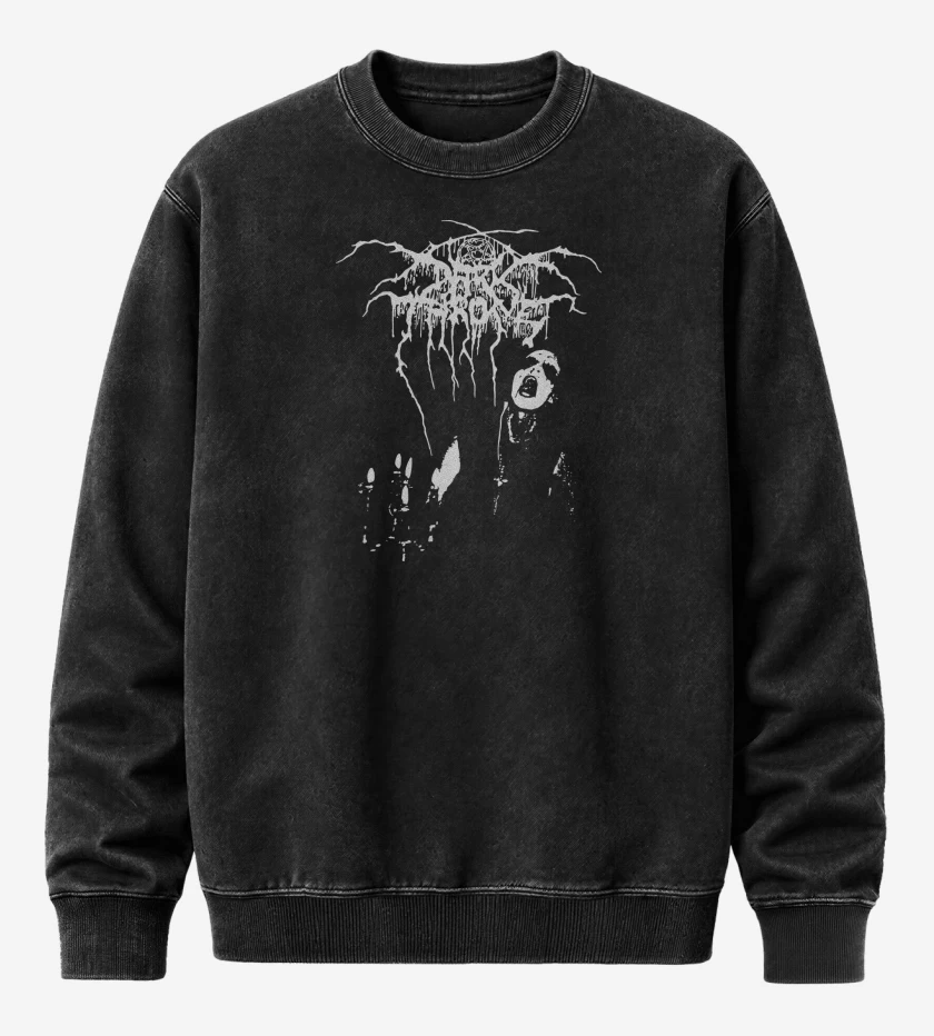 Poleron Polo Acid Wash Negro de Darkthrone Transilvania