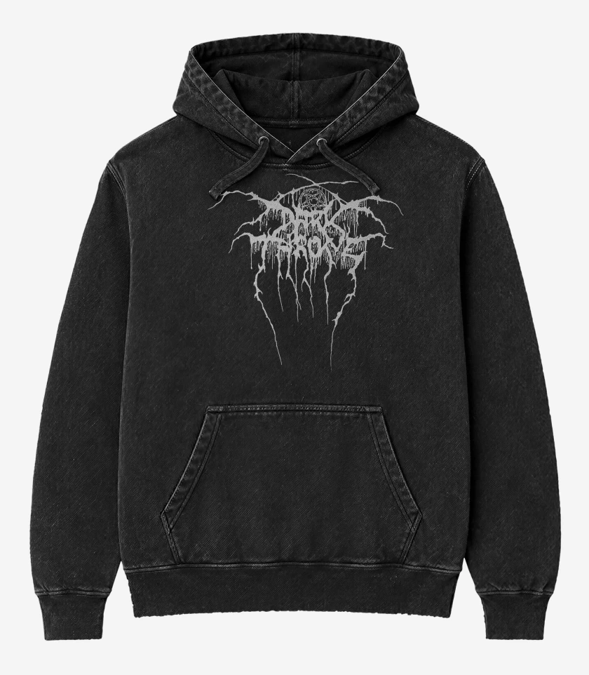 Poleron Canguro Acid Wash Negro de Darkthrone Logo