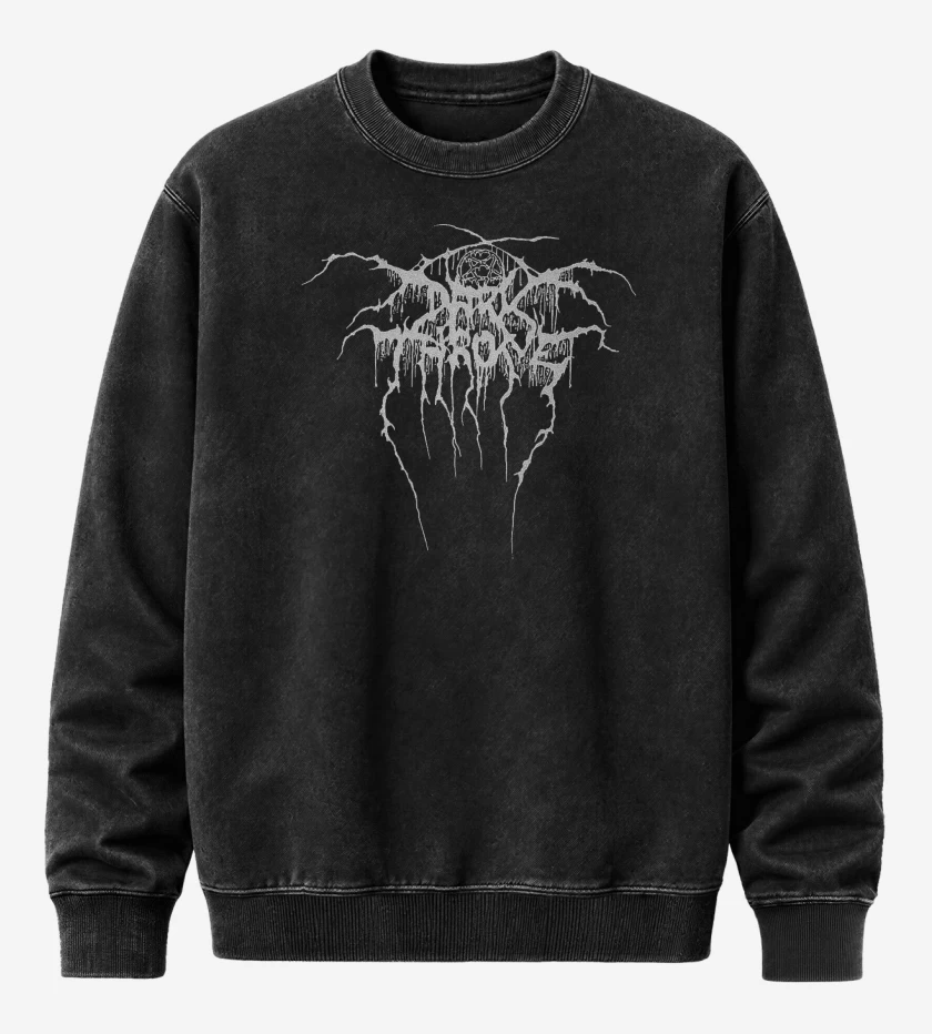 Poleron Polo Acid Wash Negro de Darkthrone Logo
