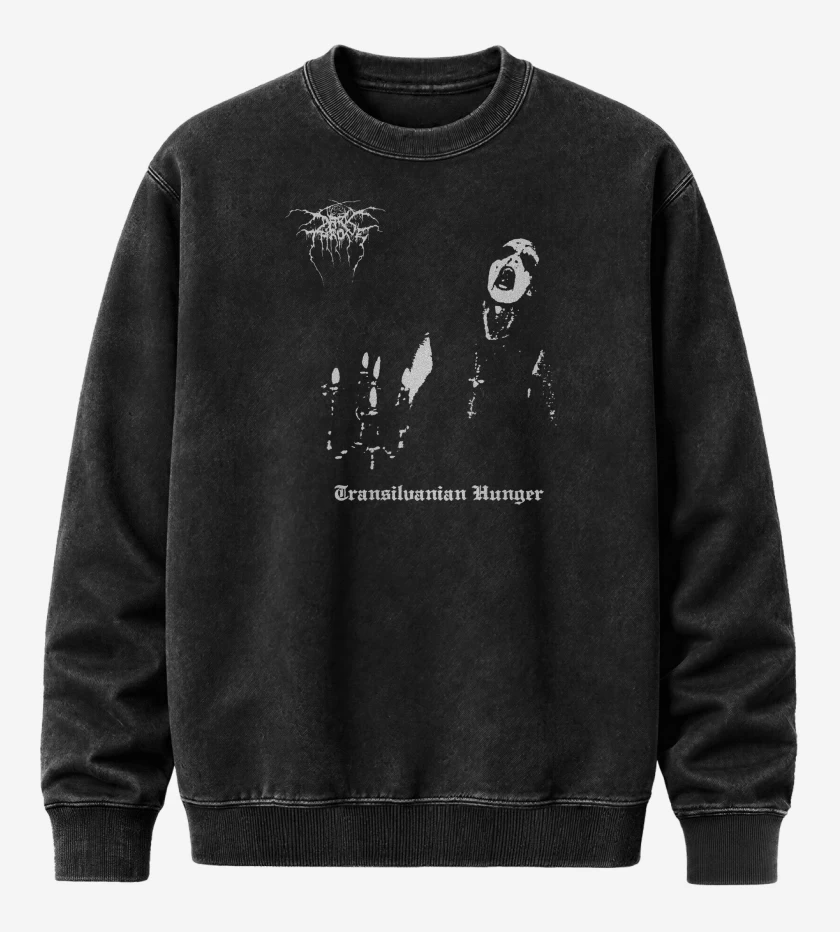 Poleron Polo Acid Wash Negro de Darkthrone Transilvanian Hunger
