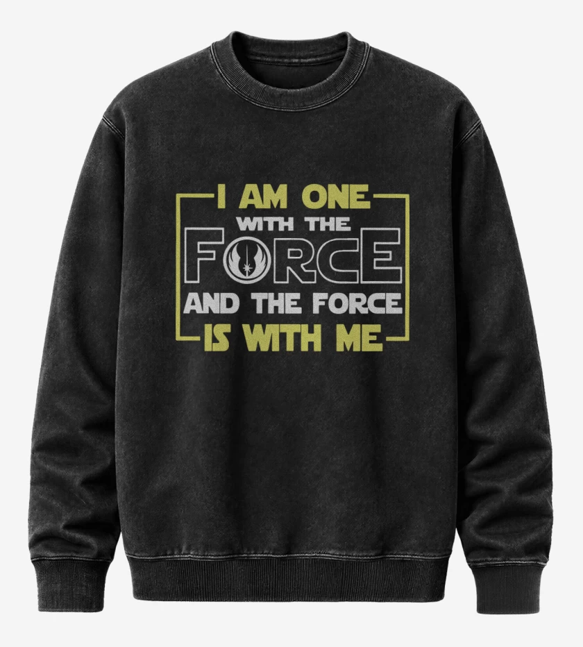 Poleron Polo Acid Wash Negro de I am one with the force
