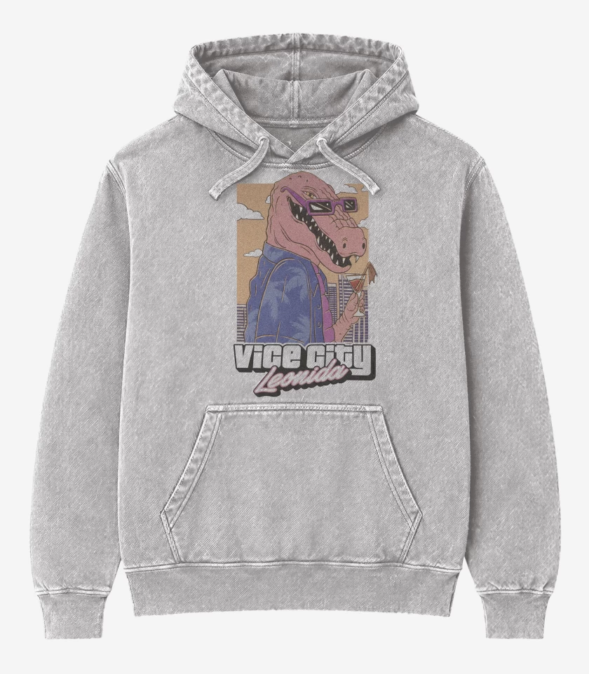 Poleron Canguro Acid Wash Gris Melange de GTA VI Vice City Leonidas