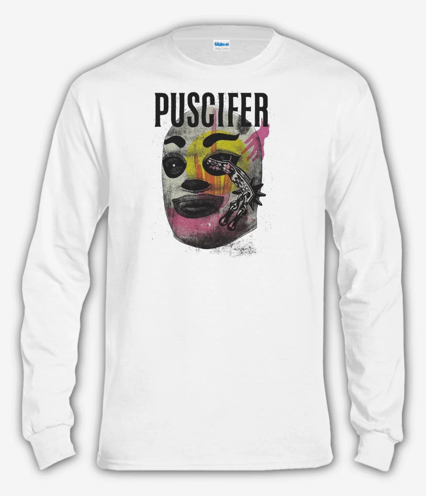 Polera manga larga Blanco de Puscifer Lucha Libre Mask