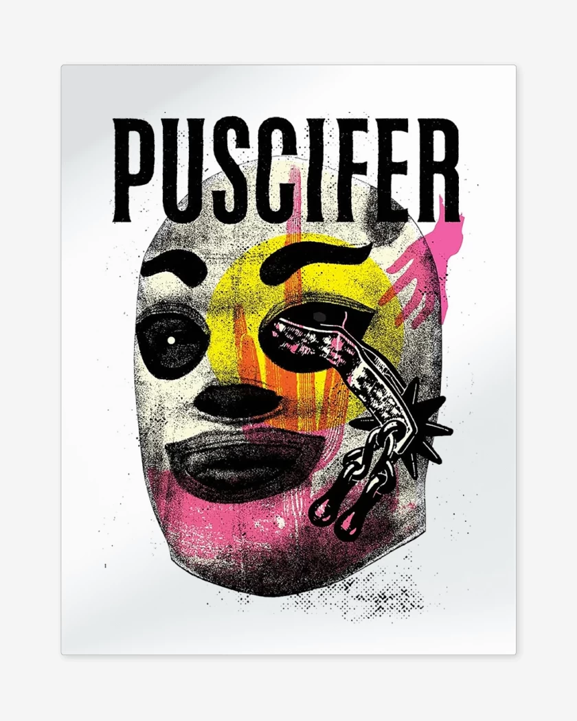 Print metalico Blanco de Puscifer Lucha Libre Mask
