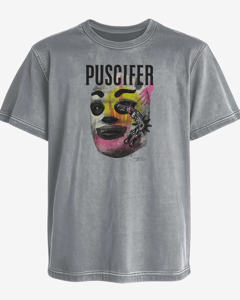 Polera desgastada Gris Melange de Puscifer Lucha Libre Mask