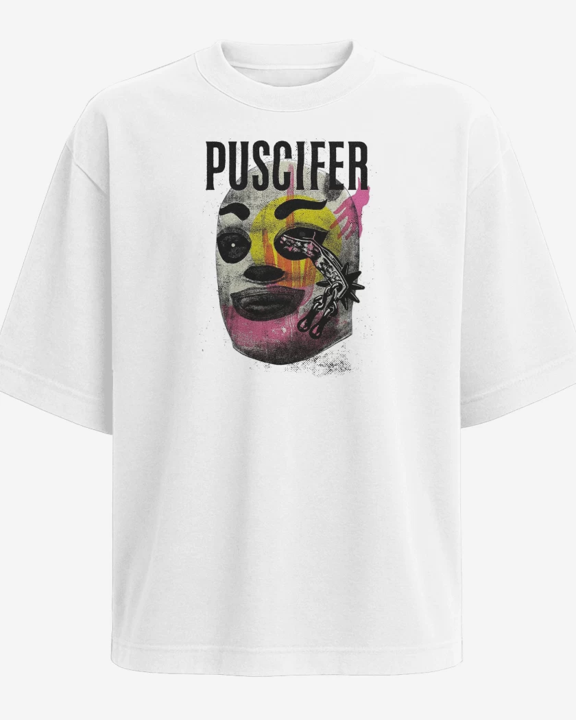 Polera Oversize Blanco de Puscifer Lucha Libre Mask