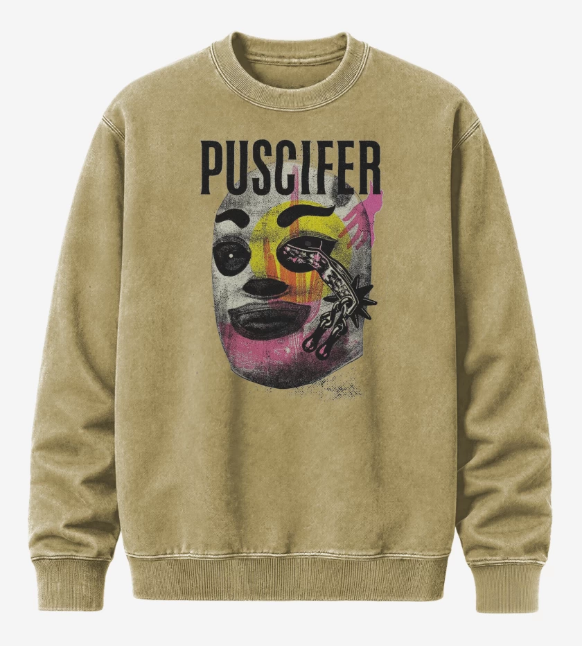 Poleron Polo Acid Wash Beige de Puscifer Lucha Libre Mask