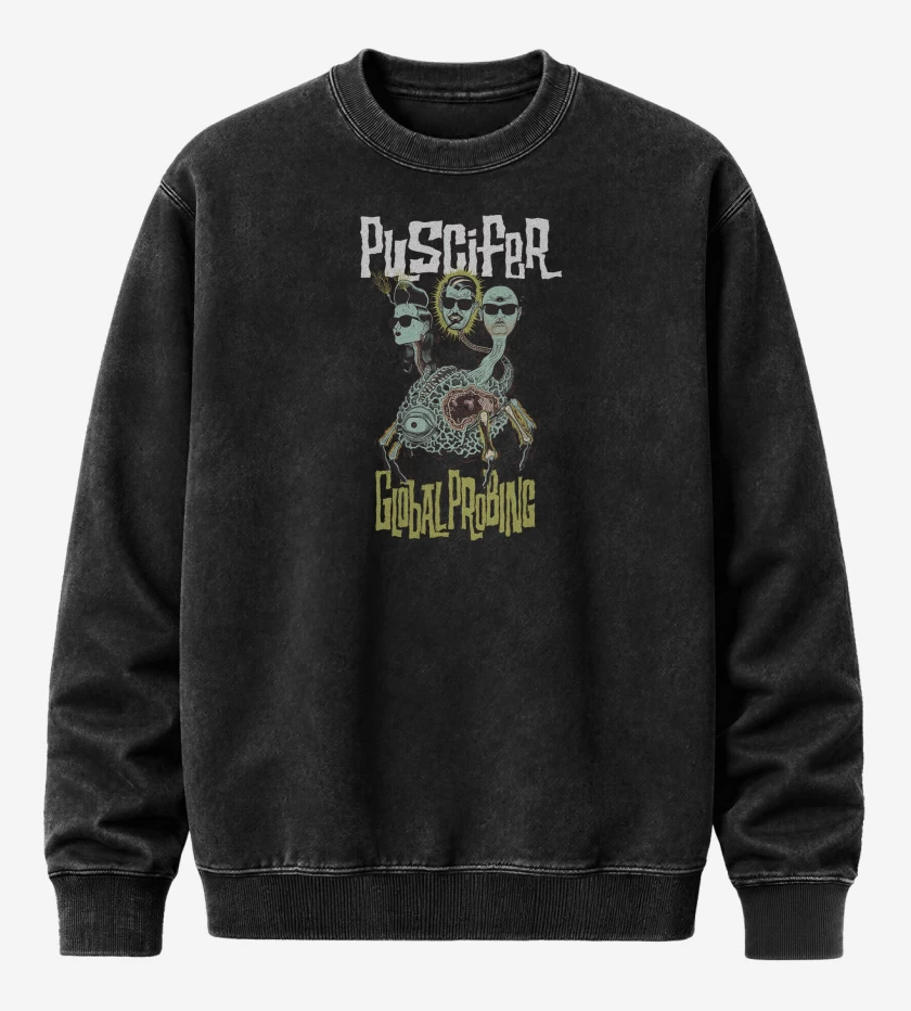 Poleron Polo Acid Wash Negro de Puscifer Global Probing