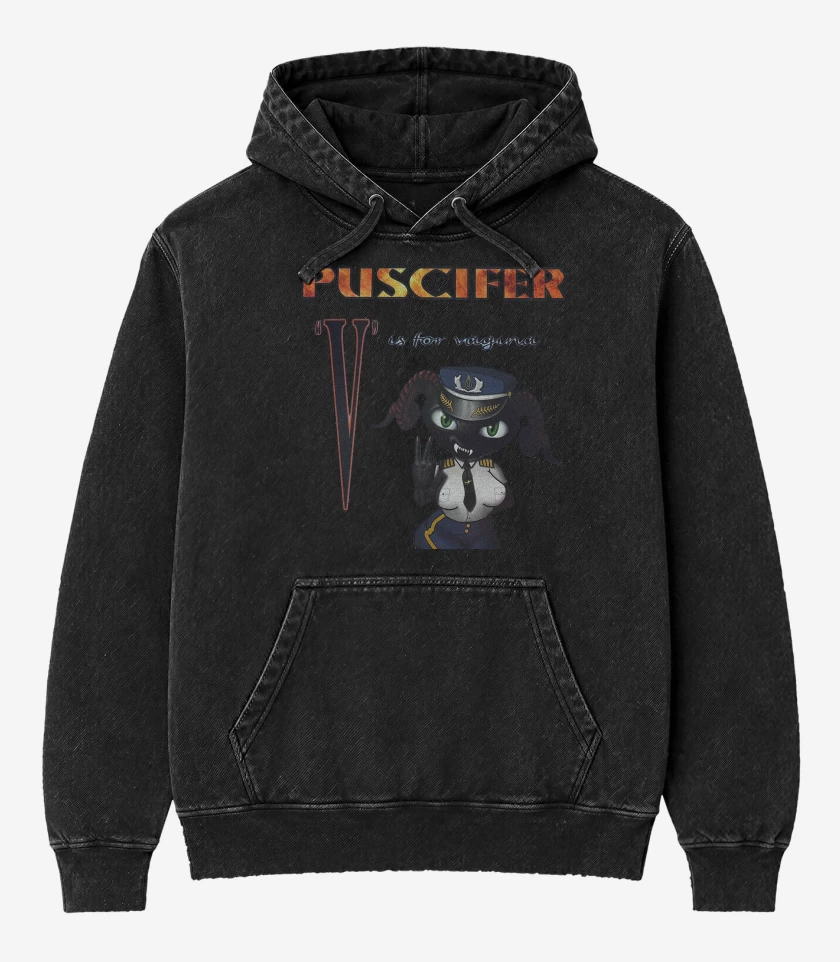 Poleron Canguro Acid Wash Negro de Puscifer V is For Va