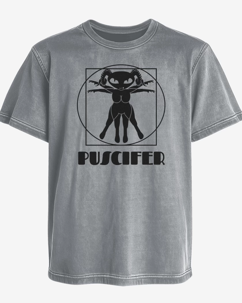 Polera desgastada Gris Melange de Puscifer Vitruvio