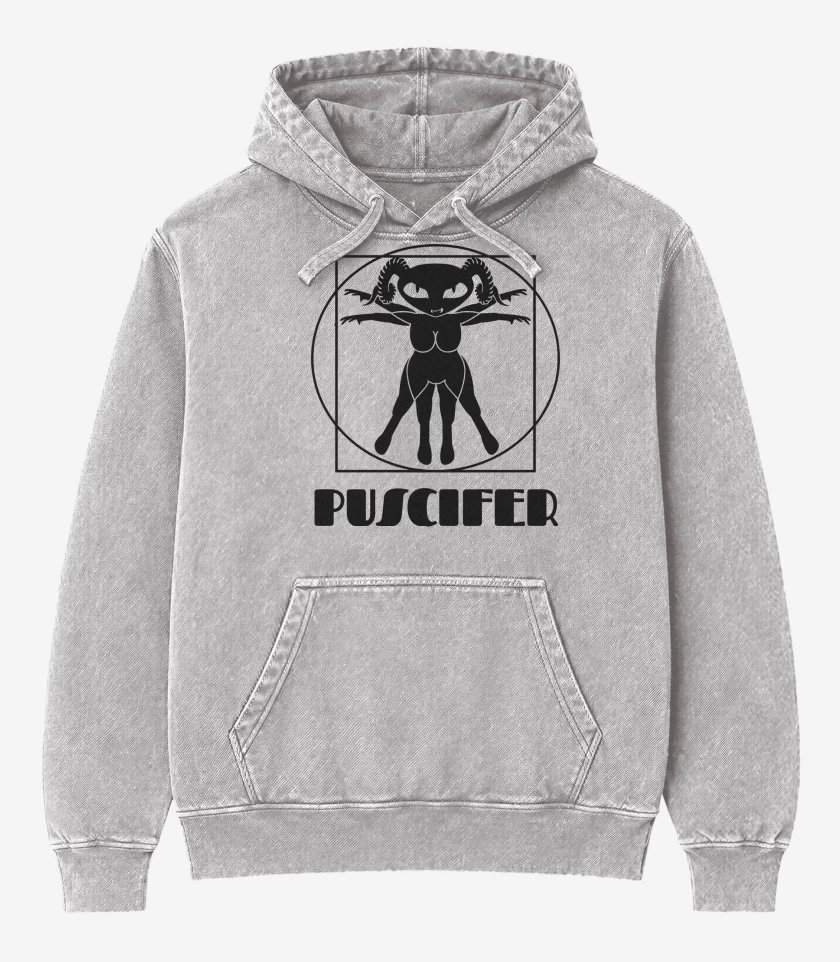 Poleron Canguro Acid Wash Gris Melange de Puscifer Vitruvio
