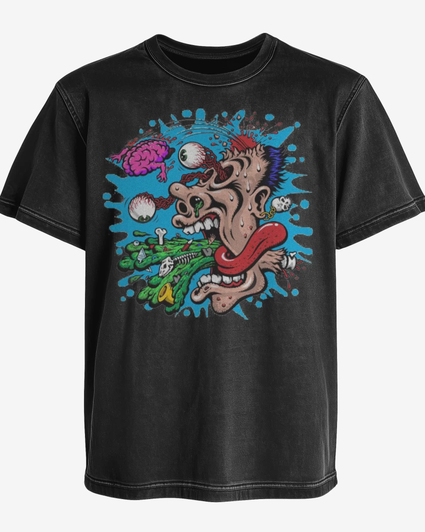 Polera desgastada Negro de Kha 2
