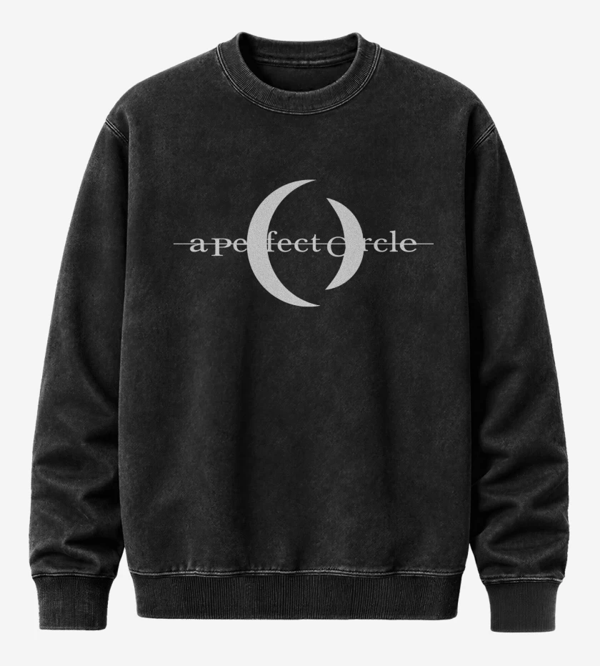 Poleron Polo Acid Wash Negro de A Perfect Circle Logo Blanco