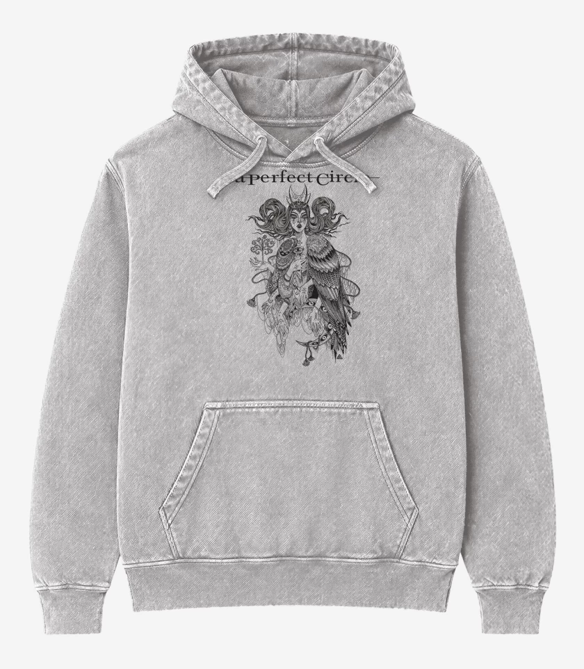 Poleron Canguro Acid Wash Gris Melange de A Perfect Circle Witch