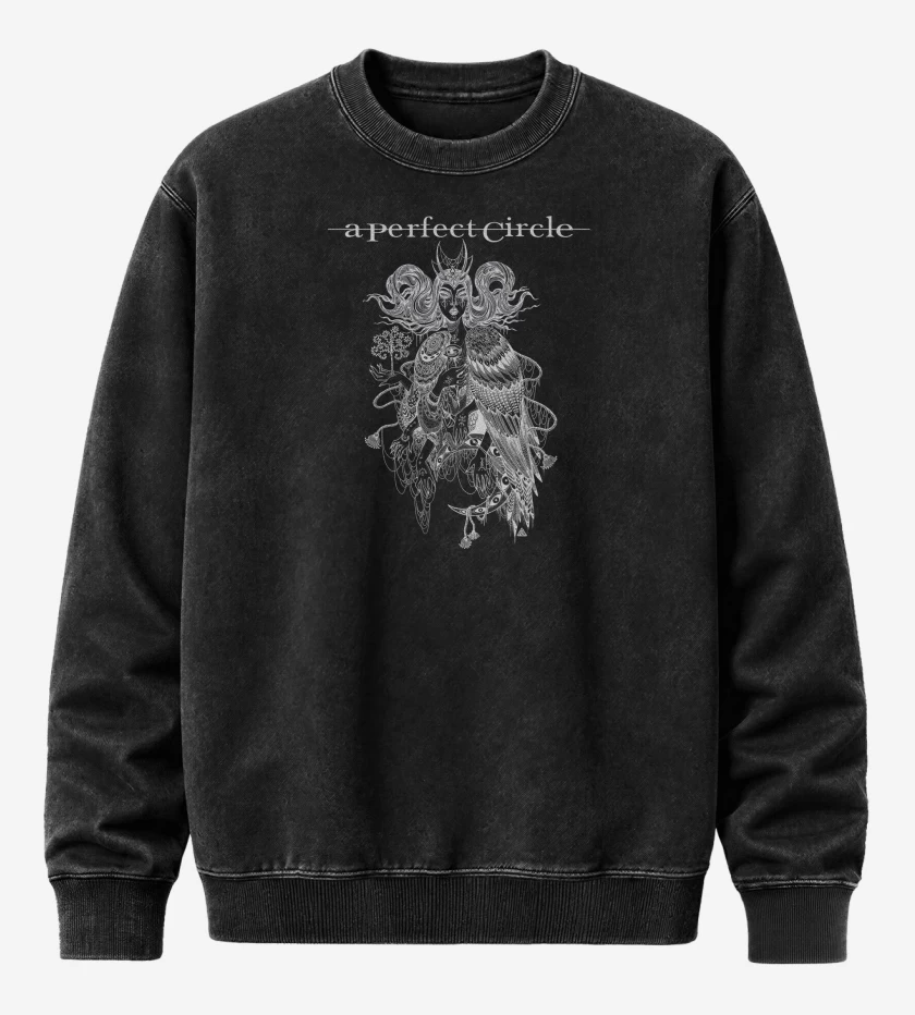 Poleron Polo Acid Wash Negro de A Perfect Circle Bruja