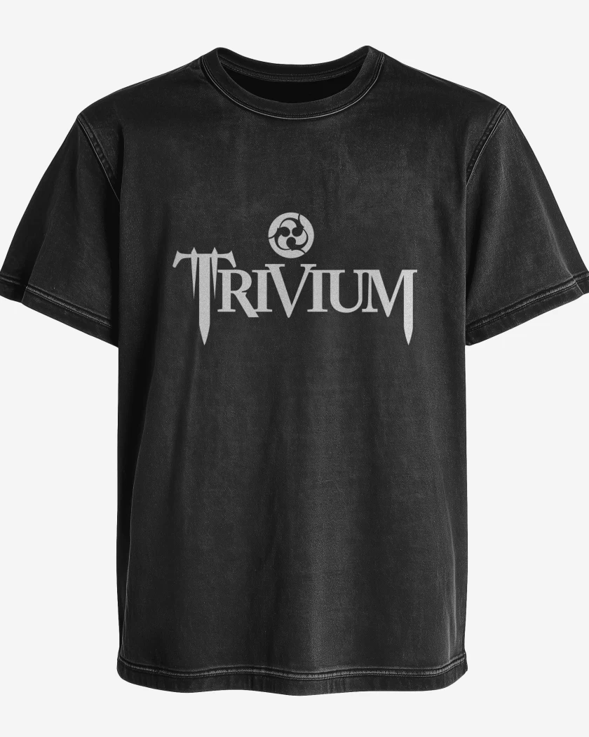 Polera desgastada Negro de Trivium Logo 