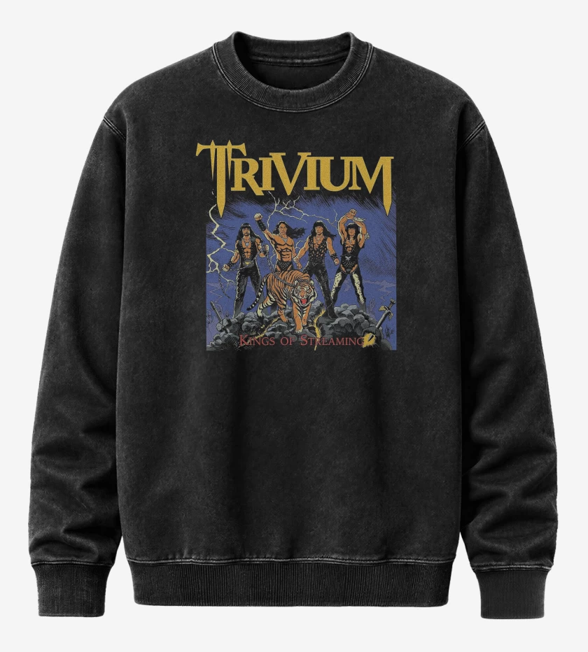 Poleron Polo Acid Wash Negro de Trivium Kings of Streaming