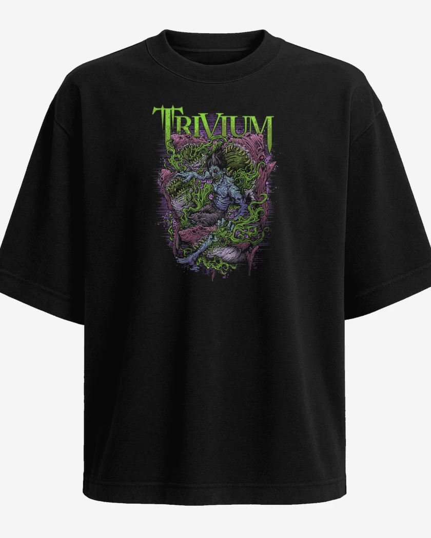Polera Oversize Negro de Trivium Shark