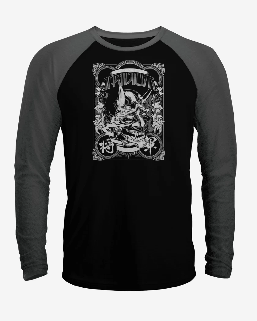 Polera Raglan Negro / Negro Heather de Trivium Oni Mask