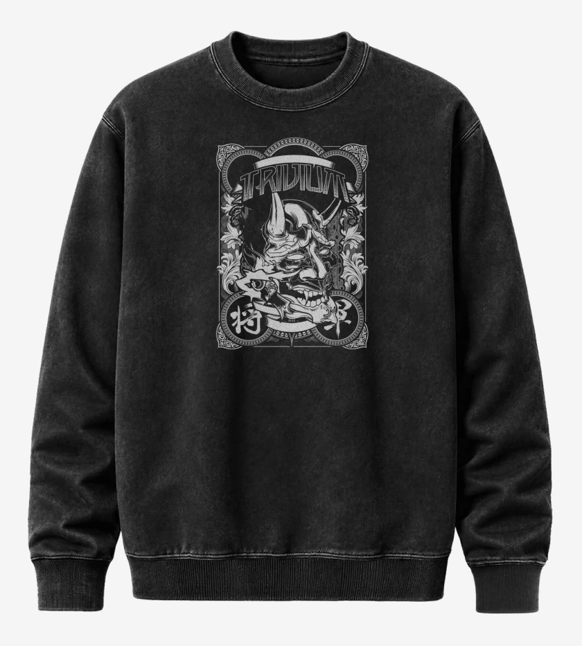 Poleron Polo Acid Wash Negro de Trivium Oni Mask