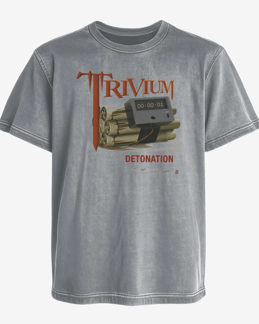 Polera desgastada Gris Melange de Trivium Detonation