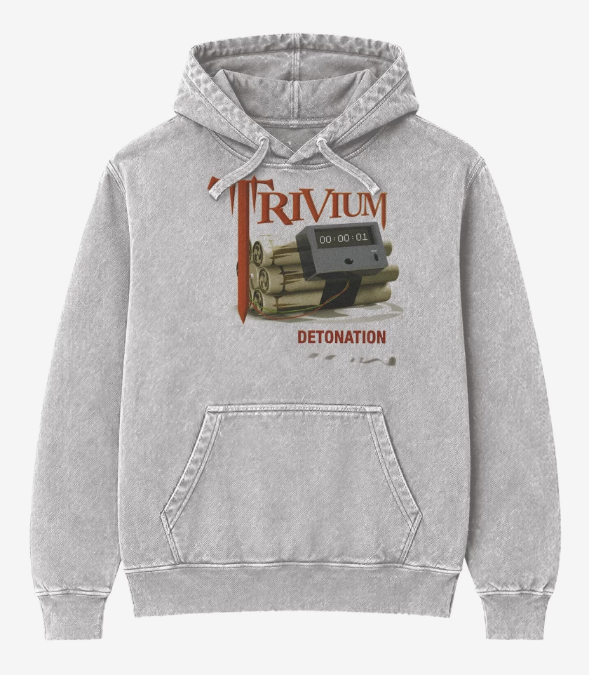 Poleron Canguro Acid Wash Gris Melange de Trivium Detonation