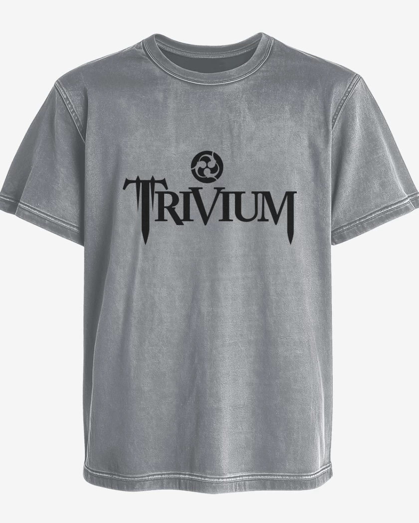 Polera desgastada Gris Melange de Trivium Logo N