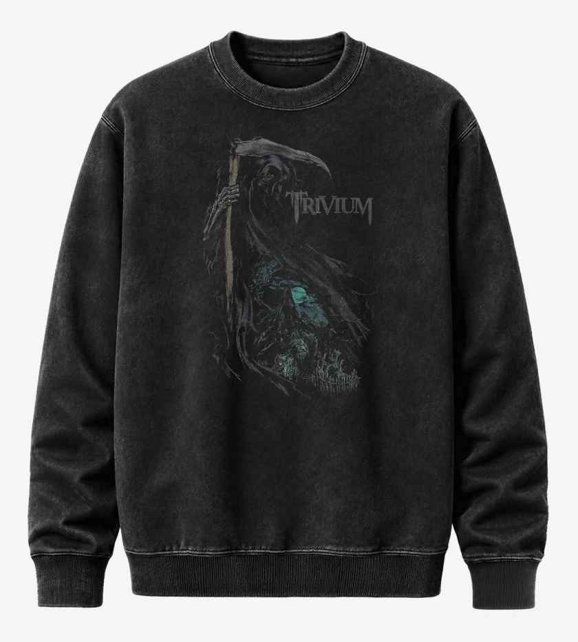 Poleron Polo Acid Wash Negro de Trivium Death 