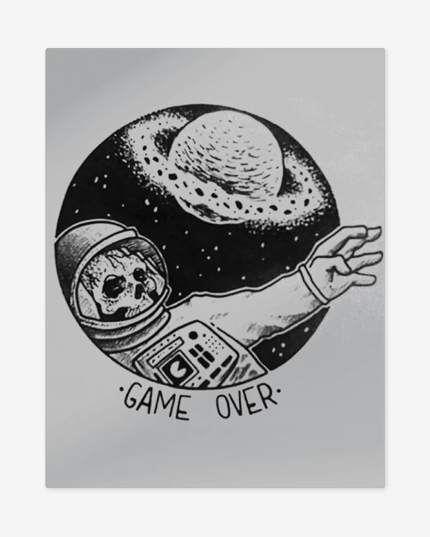 Print metalico Gris Melange de Game over imp dir