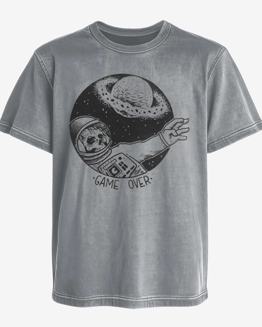 Polera desgastada Gris Melange de Game over imp dir
