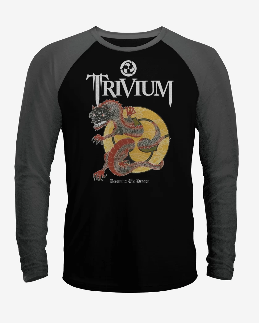 Polera Raglan Negro / Negro Heather de Trivium Becoming The Dragon