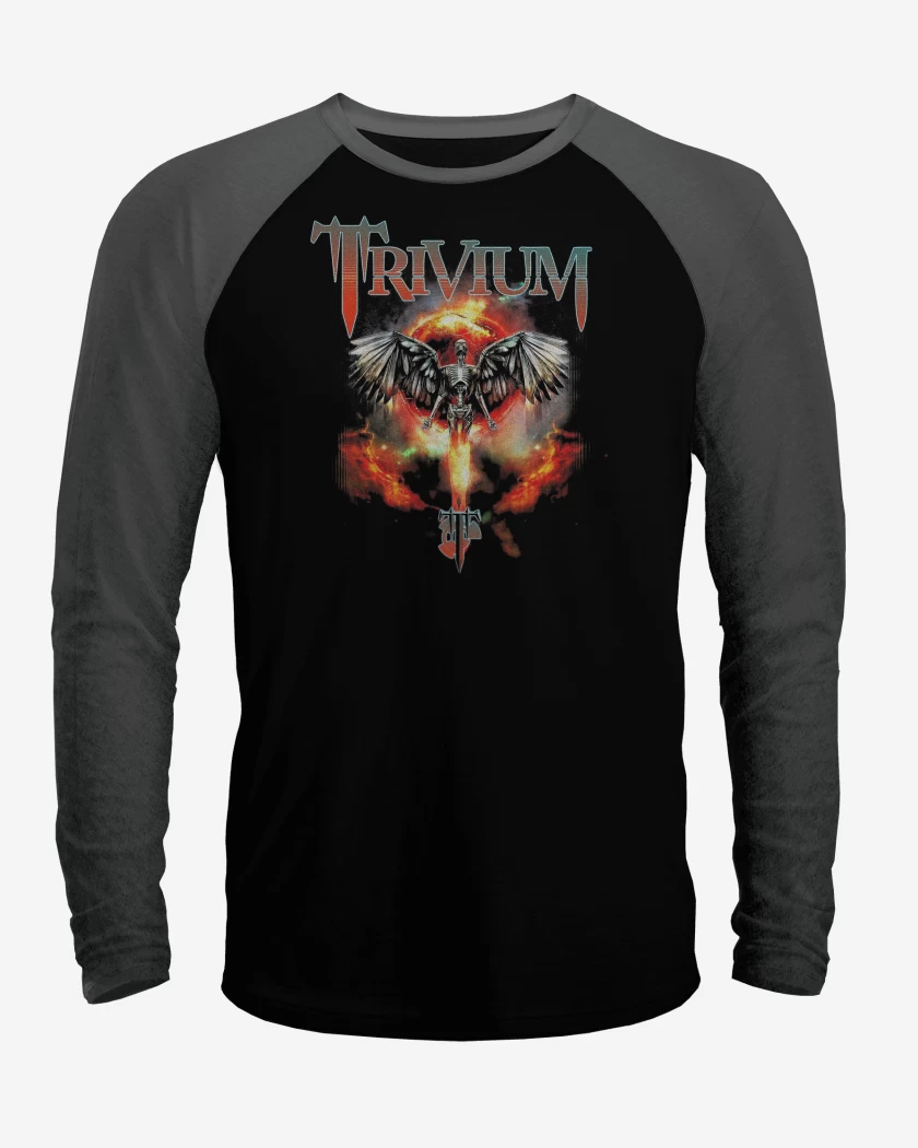Polera Raglan Blanco / Negro de Trivium Angel