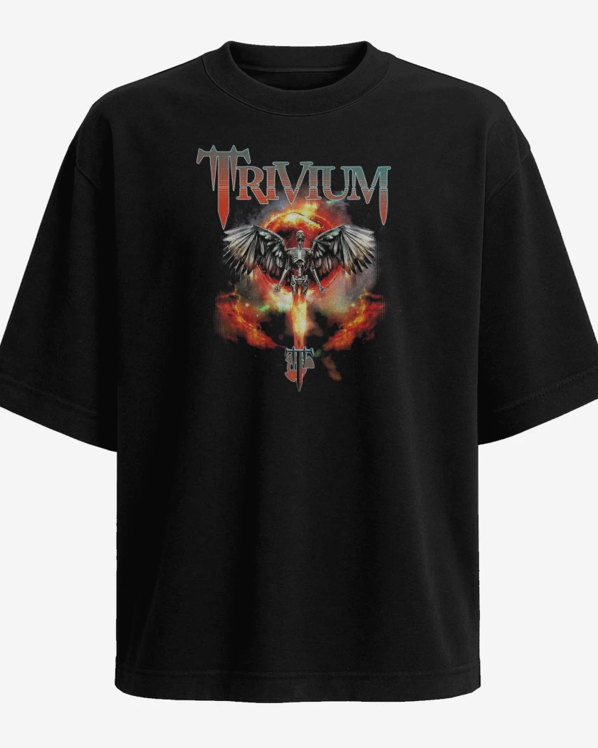 Polera Oversize Negro de Trivium Angel