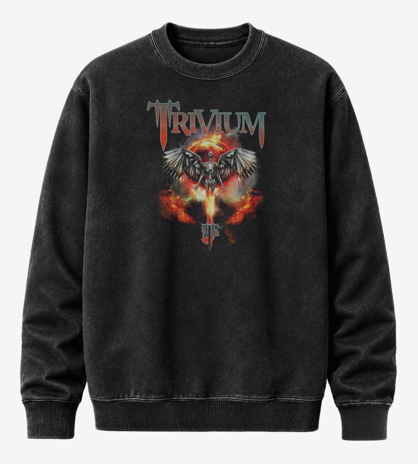 Poleron Polo Acid Wash Negro de Trivium Angel