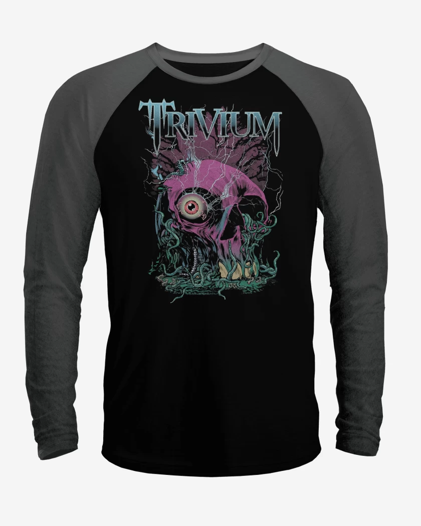 Polera Raglan Negro / Negro Heather de Trivium Skull