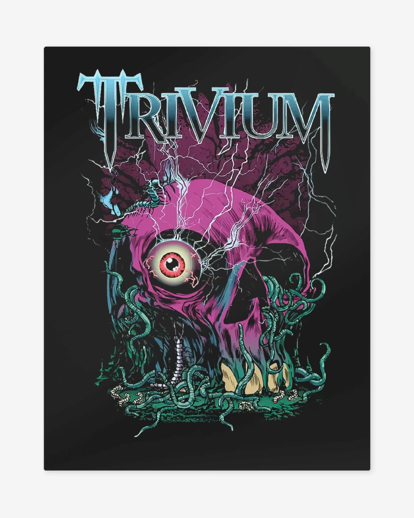 Print metalico Negro de Trivium Skull