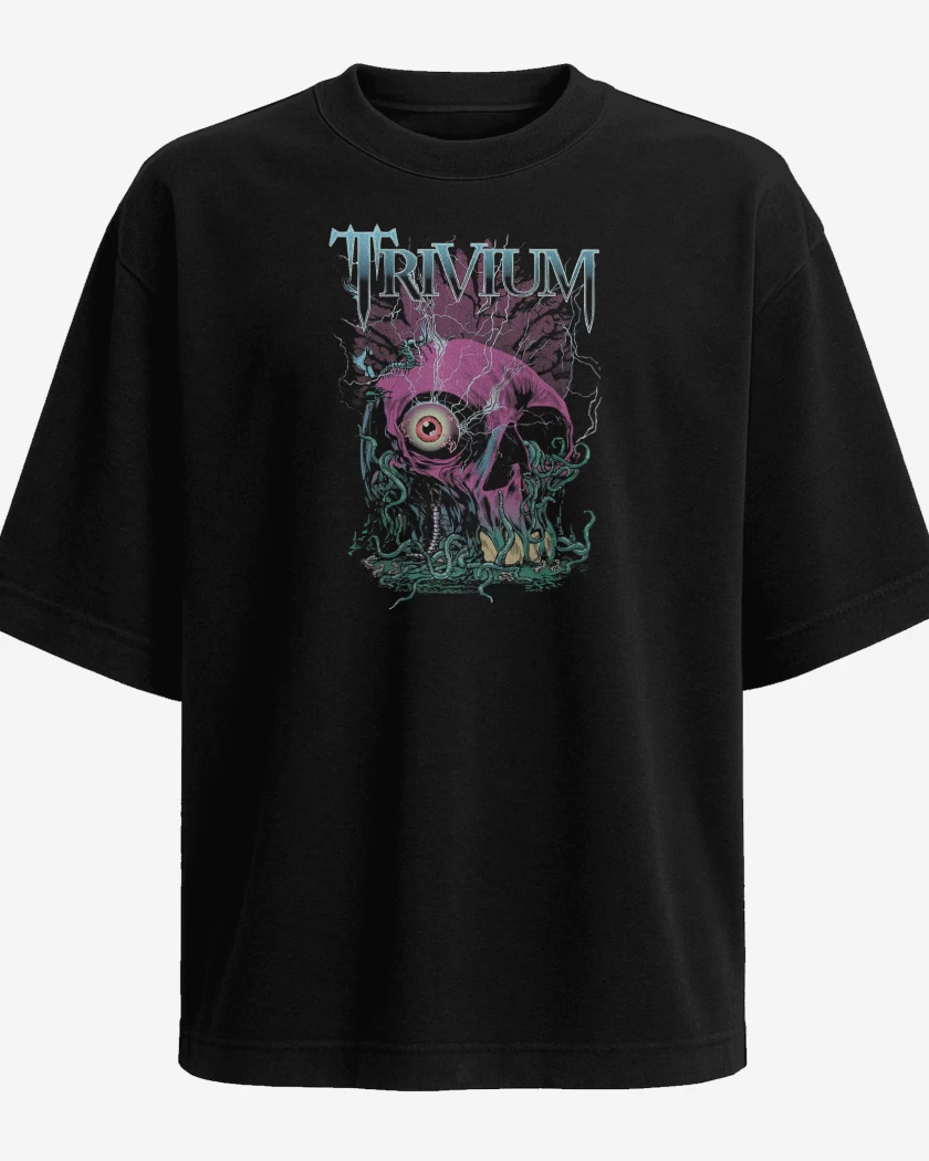 Polera Oversize Negro de Trivium Skull