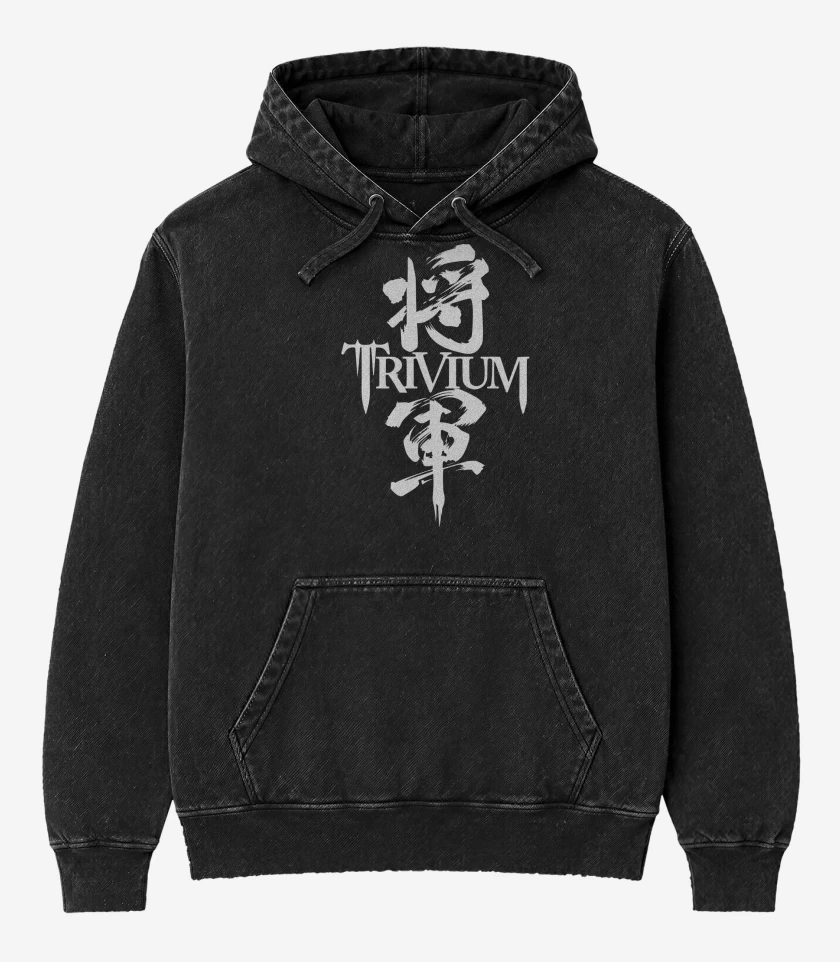 Poleron Canguro Acid Wash Negro de Trivium Shogun Logo
