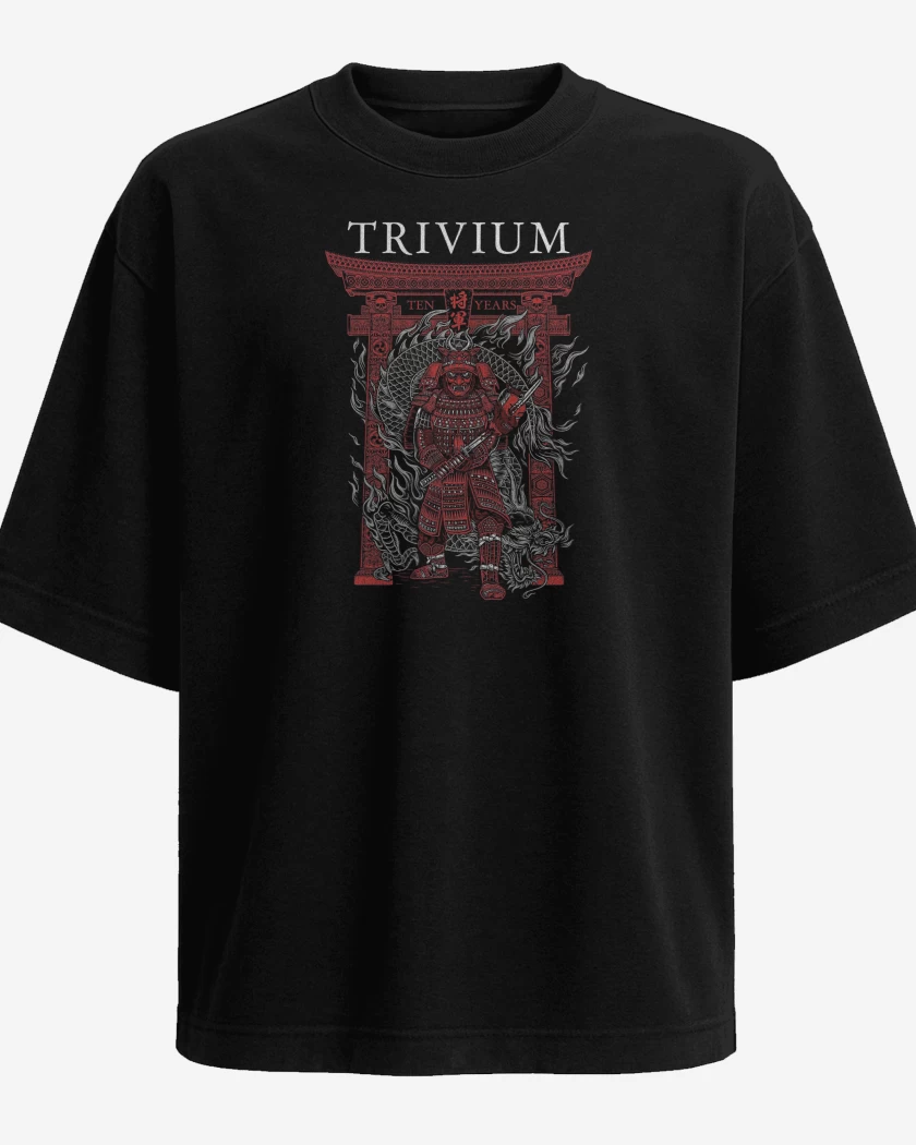 Polera Oversize Negro de Trivium Shogun Oni