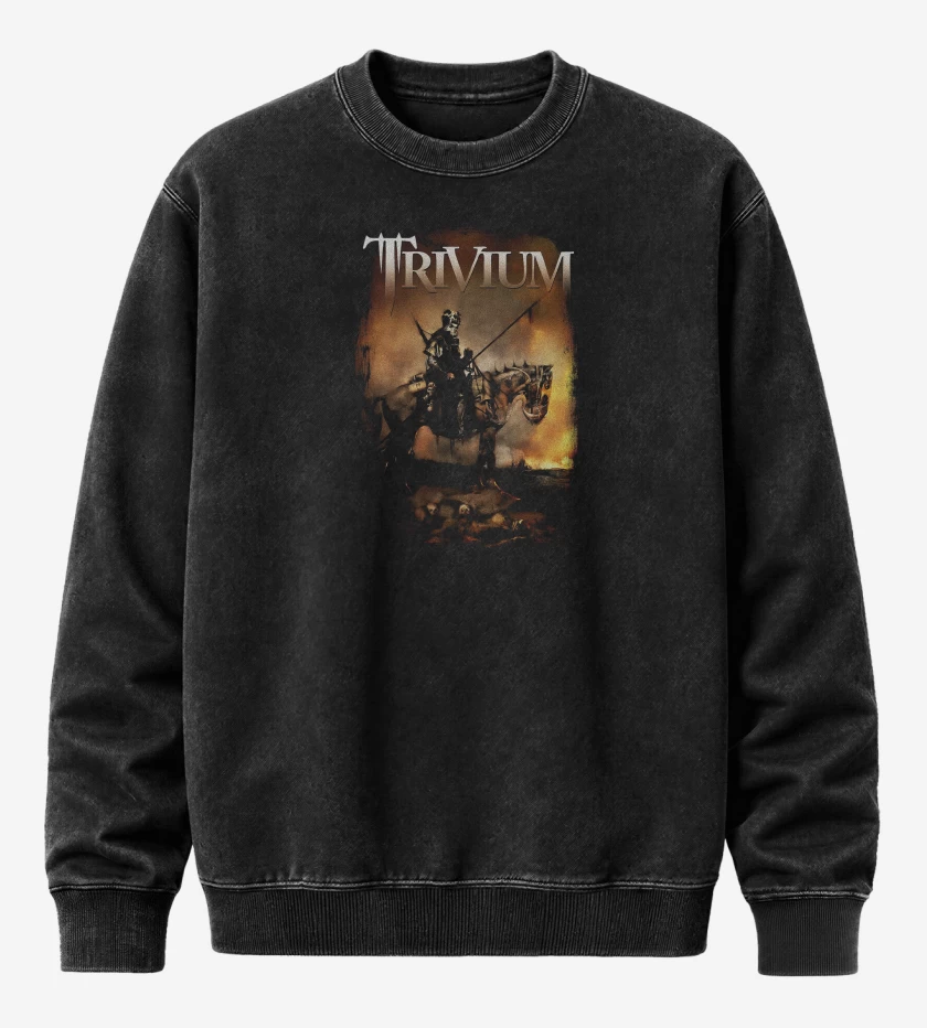 Poleron Polo Acid Wash Negro de Trivium Cossack