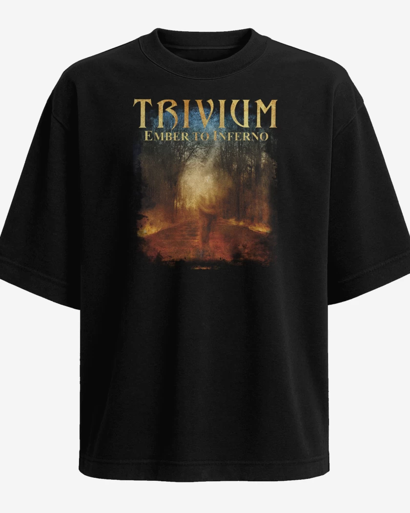 Polera Oversize Negro de Trivium Ember to Inferno