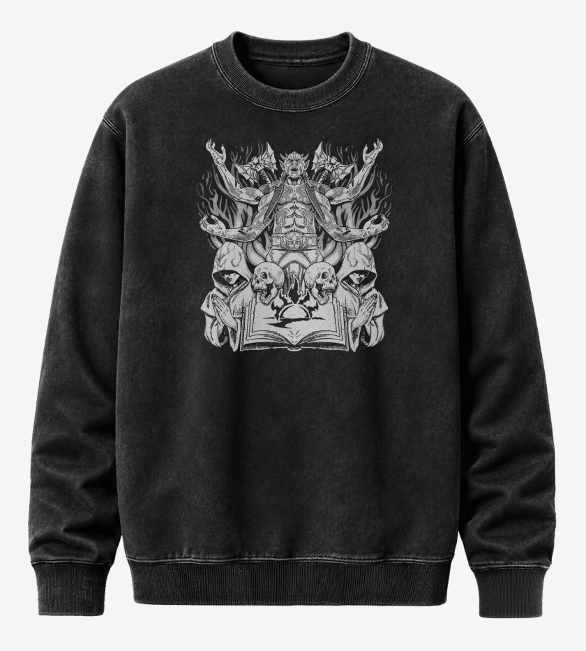 Poleron Polo Acid Wash Negro de Trivium Elder Scroll