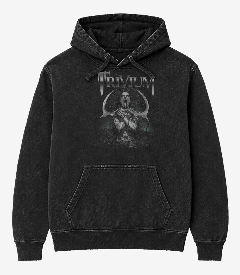 Poleron Canguro Acid Wash Negro de Trivium Witch