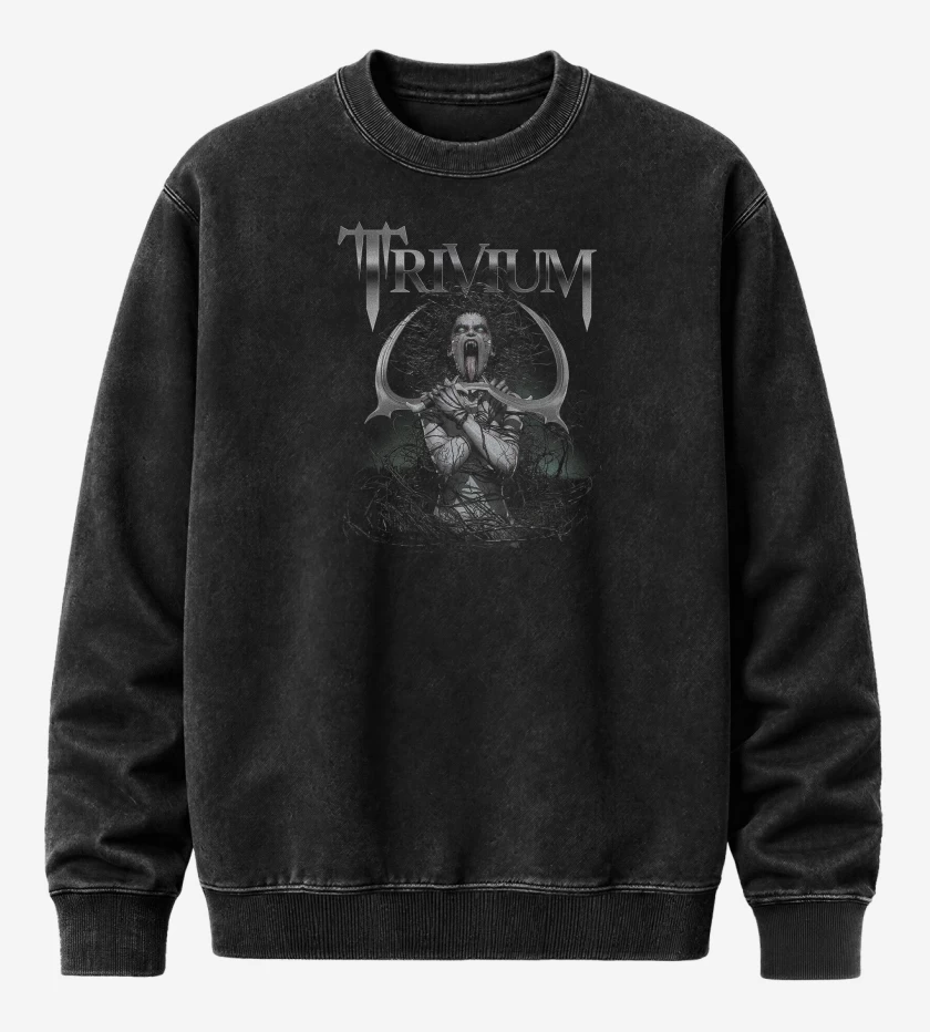 Poleron Polo Acid Wash Negro de Trivium Witch